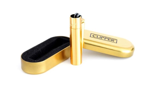 Clipper Feuerzeug Metall gold matt mit Gravur Bild 1