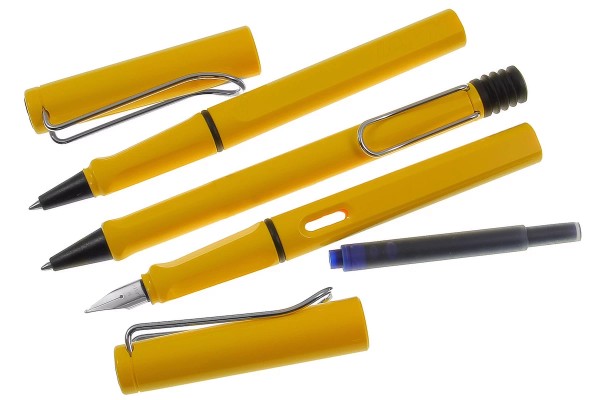 LAMY safari 3er Set Füller-Kuli-Tintenroller yellow mit Gravur