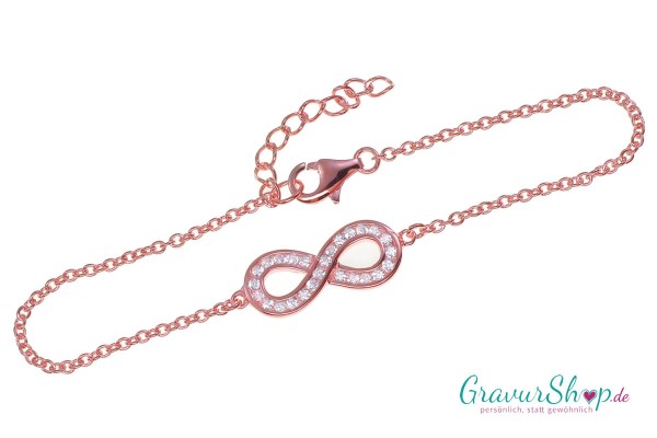 Infinity Armband aus 925 Silber rose vergoldet ohne Gravur