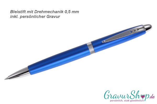 Drehbleistift blau mit Gravur