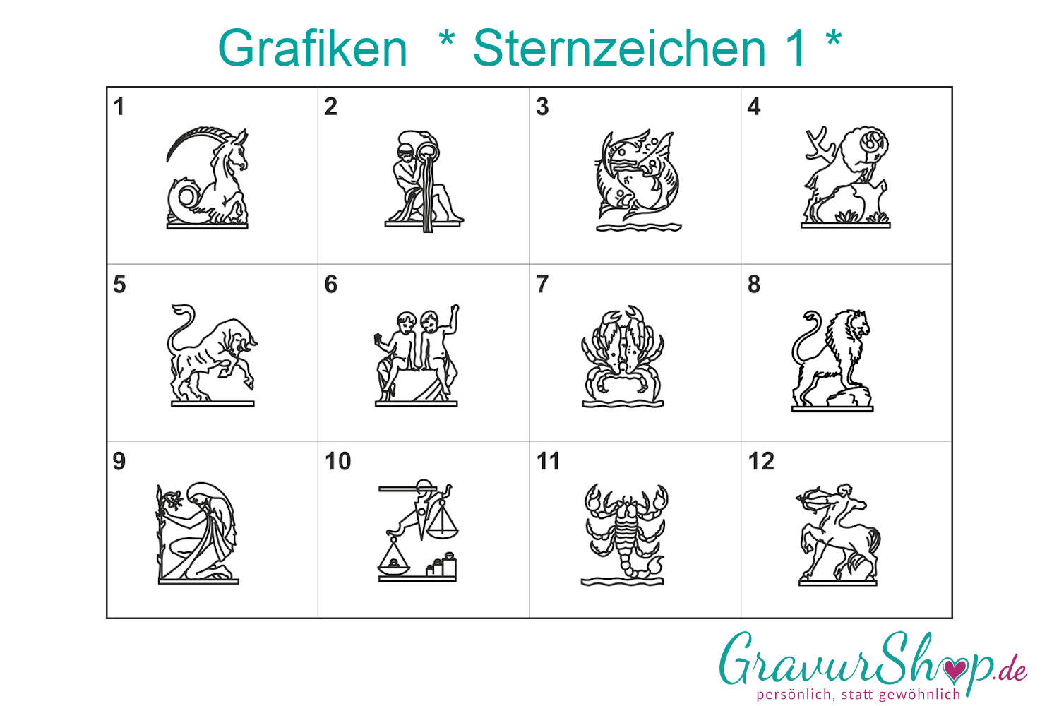 Sternzeichen Grafiken zum gravieren | GravurShop