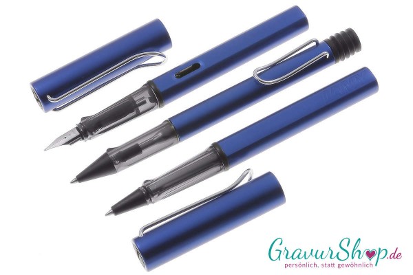 LAMY AL star 3er Set Füller-Kuli-Tintenroller oceanblue mit Gravur