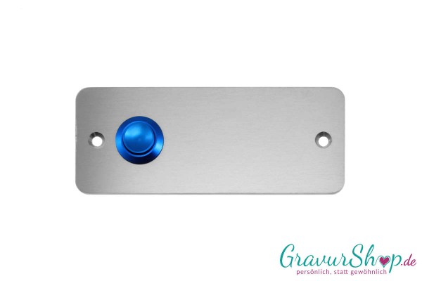 Edelstahl Klingelschild mit blauem Klingeltaster, Ausführung links