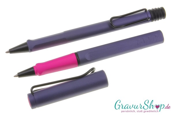 LAMY safari Schreibset Kuli-Tintenroller pink cliff mit Gravur