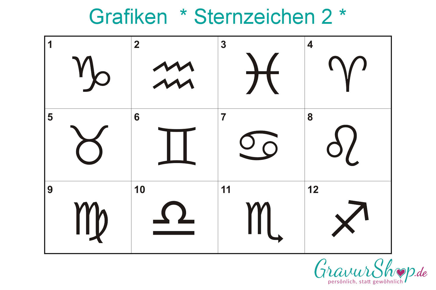 Sternzeichen Grafiken zum gravieren | GravurShop