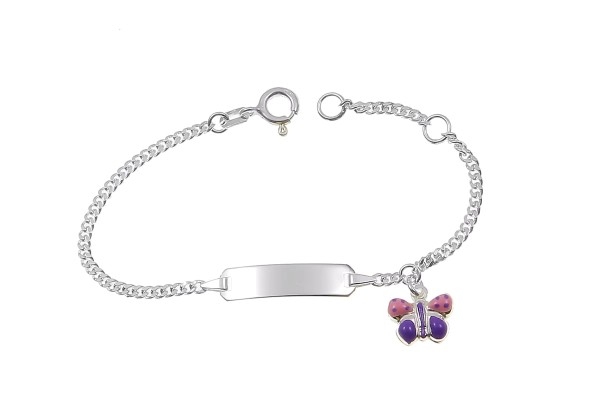 925er Kinder-Silberarmband mit Schmetterling inkl. Gravur