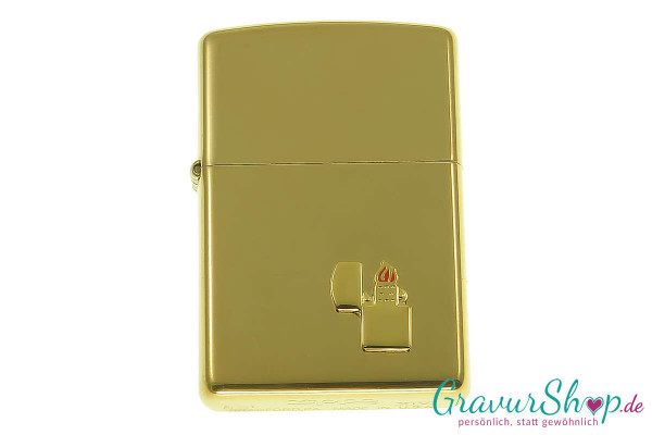Zippo messing poliert Emblem Attached mit Gravur