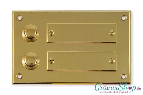 Messingschild 61b mit Gravur 2 Klingeltaster