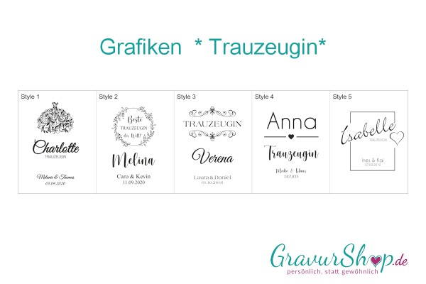 Grafik Trauzeugin für Geschenkartikel mit Gravur