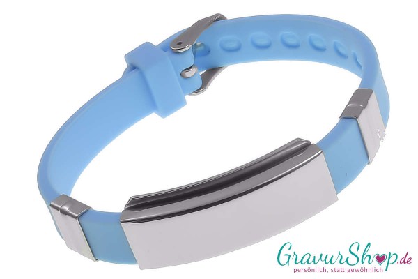 Notfallarmband 07 hellblau mit Gravur