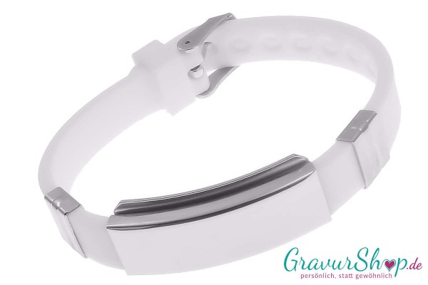 Notfallarmband 07 weiß mit Gravur