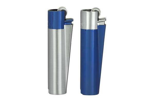 Clkpper Metall mit Gravur - silver & blue