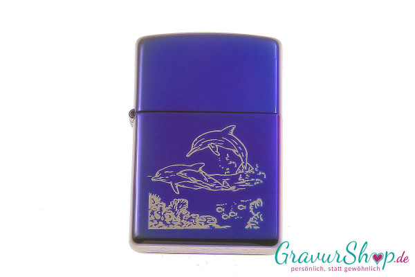 Zippo Mood Indigo Delfin mit Gravur