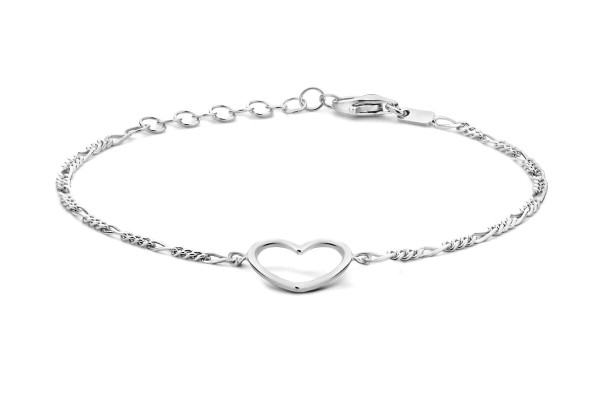 925 Silber rhodiniertes Armband mit Herz