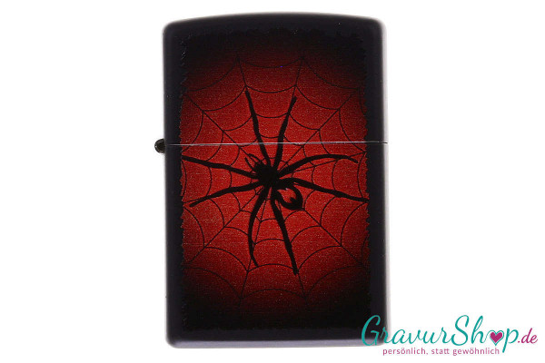 Zippo Spider Red Web schwarz mit Gravur