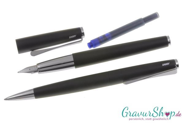 LAMY Studio Schreibset black Kuli und Füller mit Gravur