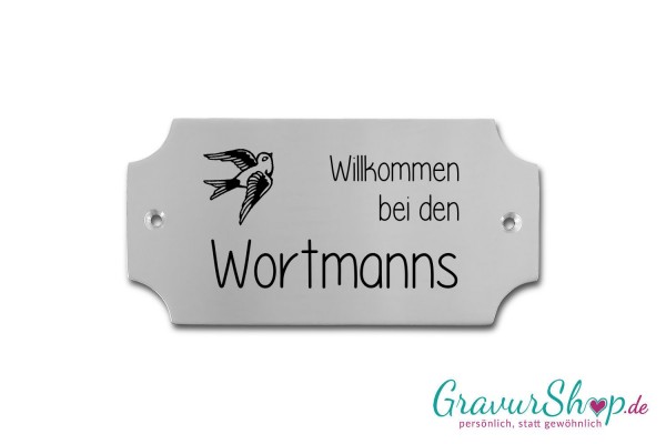 Edelstahlschild Nr. 27 mit Gravur