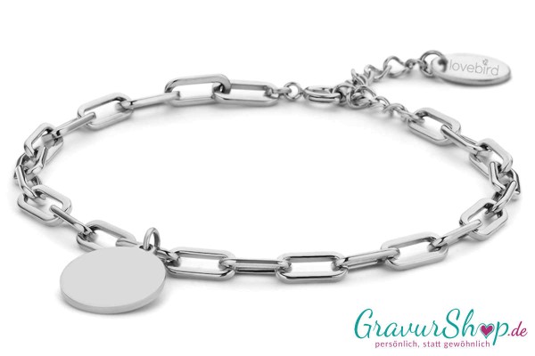 Charm Edelstahlarmband 20 cm silber mit Gravur