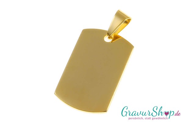 Edelstahl DogTag Gold eloxiert mit Gravur