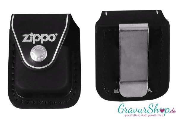 Zippo Ledertasche * Schwarz mit Clip