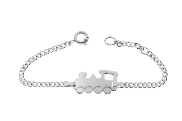 925er Kinderarmband mit Lokomotive in 2 Längen inkl. Gravur