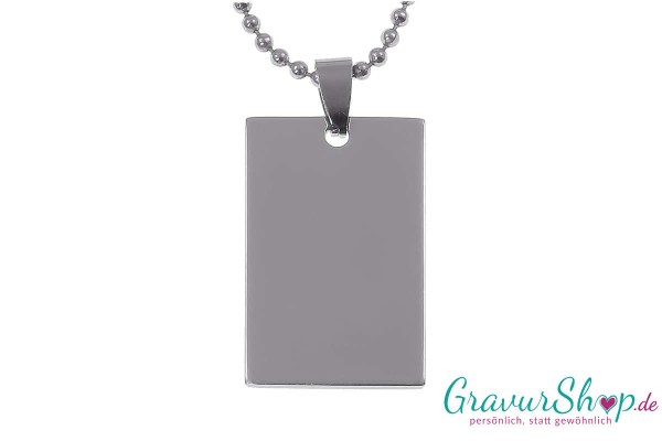 Edelstahl DogTag Hochglanz poliert mit Gravur
