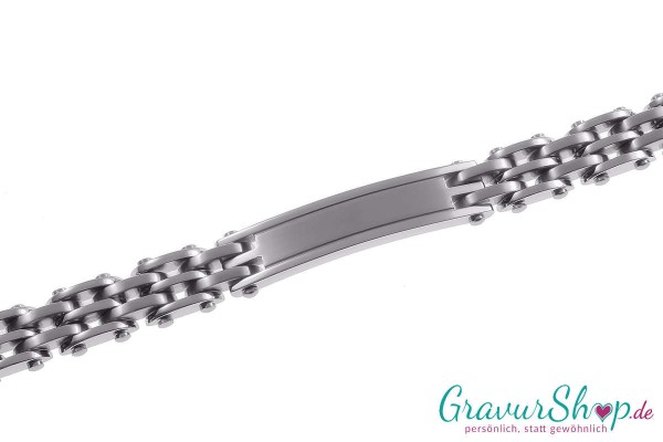 Massives Edelstahlarmband Hochglanz 21 cm mit Gravur