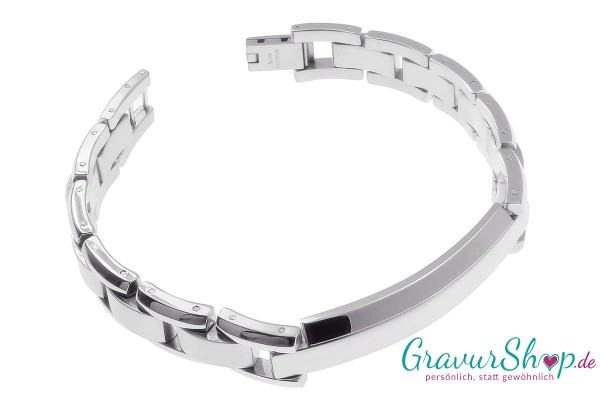 Massives Glieder Edelstahlarmband 21 cm mit Gravur