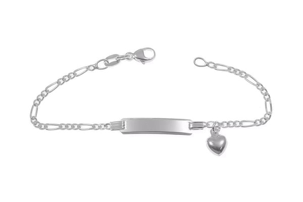 925er Kinder-Silberarmband mit Herzanhänger inkl. Gravur