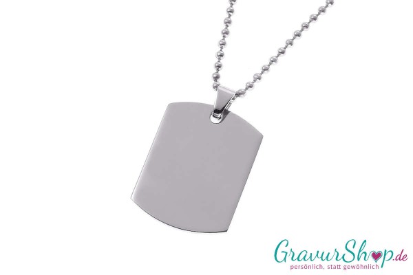 Edelstahl Anhänger DogTag 40 x 25 mm mit Gravur