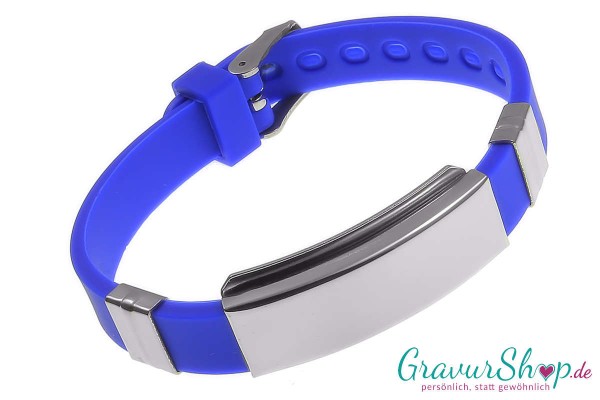 Notfallarmband 07 blau mit Gravur