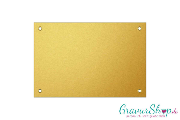 Messingschild 100 x 70 mm mit 4 Bohrungen und Gravur