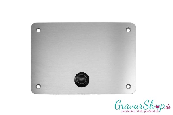Edelstahl Klingelschild 100 x 70 mit rotem Klingelknopf mit Gravur