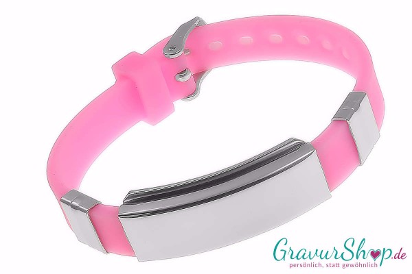 Notfallarmband 07 rosa mit Gravur