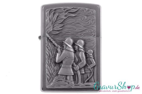 Zippo chrome gebürstet Feuerwehr mit Gravur