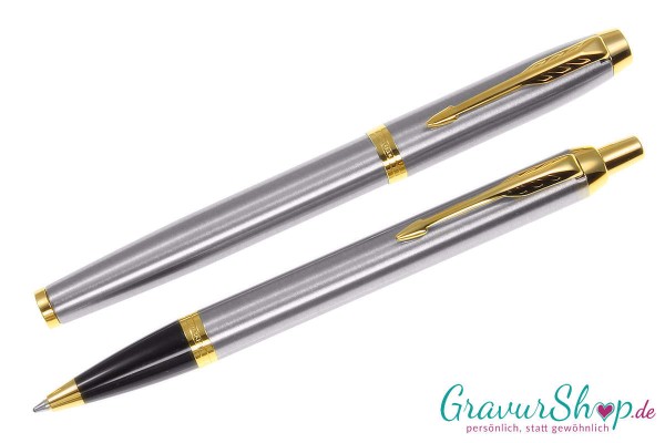 Parker IM Tintenroller Kugelschreiber brushed gold mit Gravur