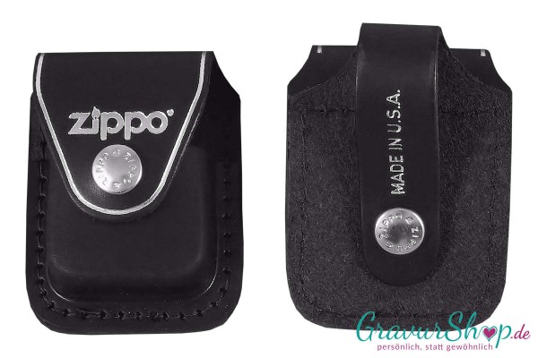 Zippo Ledertasche * Schwarz mit Lasche