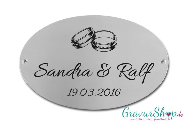 Hochzeitsschild mit Gravur 02 Edelstahl