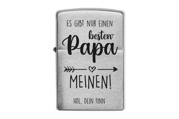 Zippo mit Gravur Chrome brushed * Es gibt nur einen besten Papa