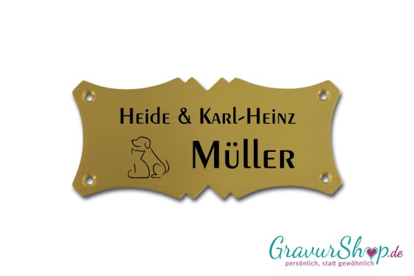 Hunde & Katzenschild 04 Messing mit Gravur