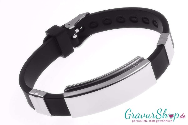 Notfallarmband 07 schwarz mit Gravur