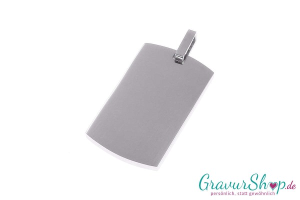 Edelstahl Anhänger DogTag 25 x 15 mm mit Gravur