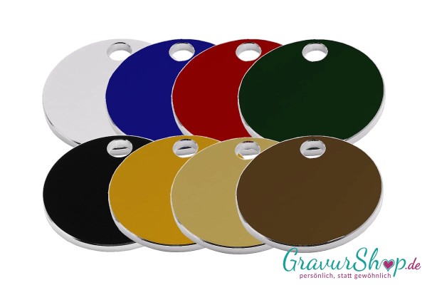 Hundemarke rund 8 Farben klein gravierbar
