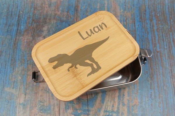 Snackbox Lunchbox Brotdose Kinder T Rex mit Gravur