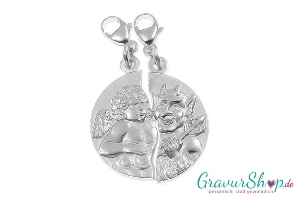 925er Silber-Partneranhänger " Engel & Teufel "