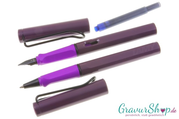 LAMY Safari Schreibset Füller-Rollerball violet blackberry mit Gravur