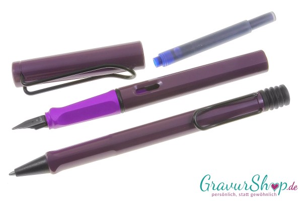 LAMY Safari Schreibset Kuli-Füller violet blackberry mit Gravur