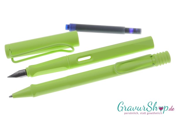 LAMY Safari Schreibset Kuli-Füller springgreen mit Gravur