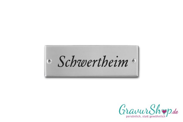 Edelstahlschild 90x30 mm mit Gravur