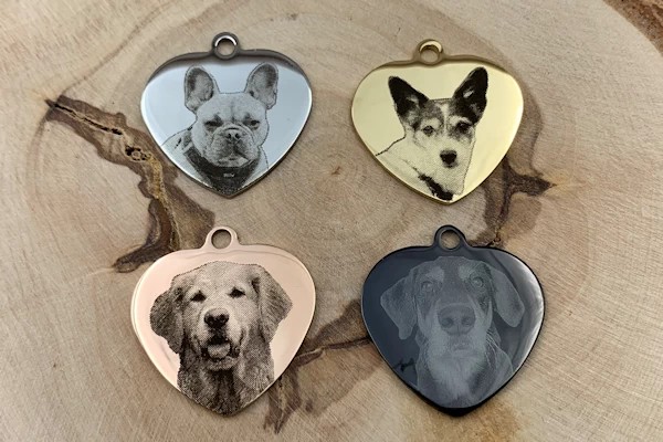 Hundemarke mit Foto und Gravur als Herz - Muster Farben